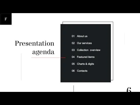 Presentation agenda 01 About us 02 Our services 03 Collection overview 04