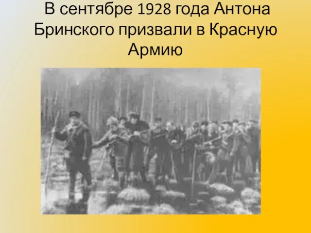 В сентябре 1928 года Антона Бринского призвали в Красную Армию