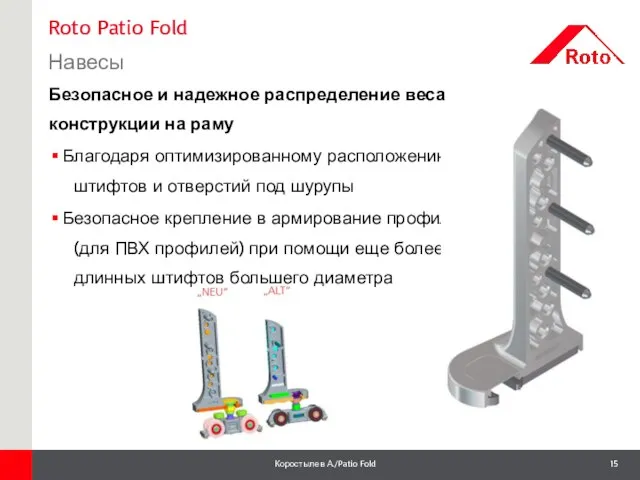 Roto Patio Fold Навесы 1 Безопасное и надежное распределение веса конструкции на