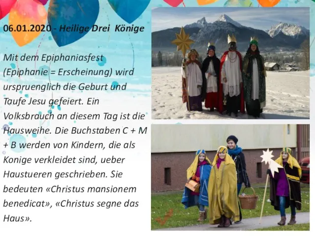 06.01.2020 - Heilige Drei Könige Mit dem Epiphaniasfest (Epiphanie = Erscheinung) wird