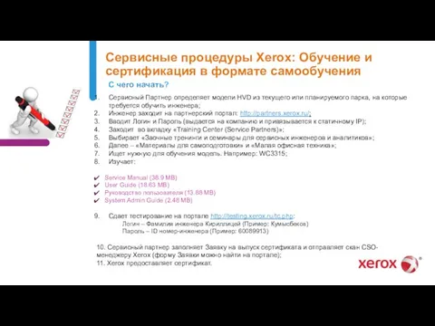 Сервисные процедуры Xerox: Обучение и сертификация в формате самообучения С чего начать?