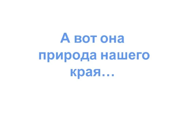 А вот она природа нашего края…