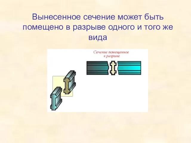 Вынесенное сечение может быть помещено в разрыве одного и того же вида