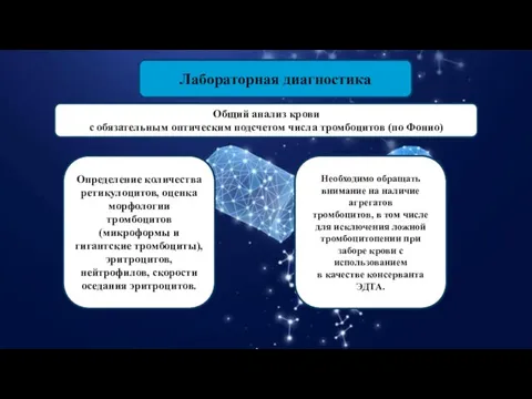 Лабораторная диагностика Общий анализ крови с обязательным оптическим подсчетом числа тромбоцитов (по