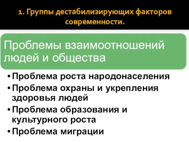 1. Группы дестабилизирующих факторов современности.