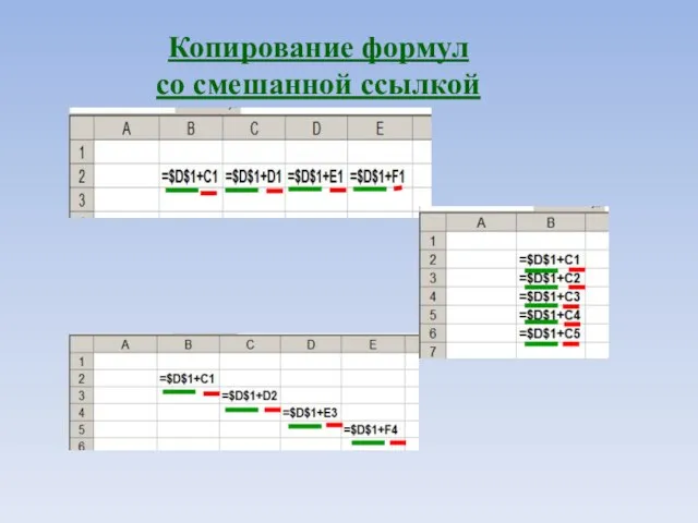 Копирование формул со смешанной ссылкой