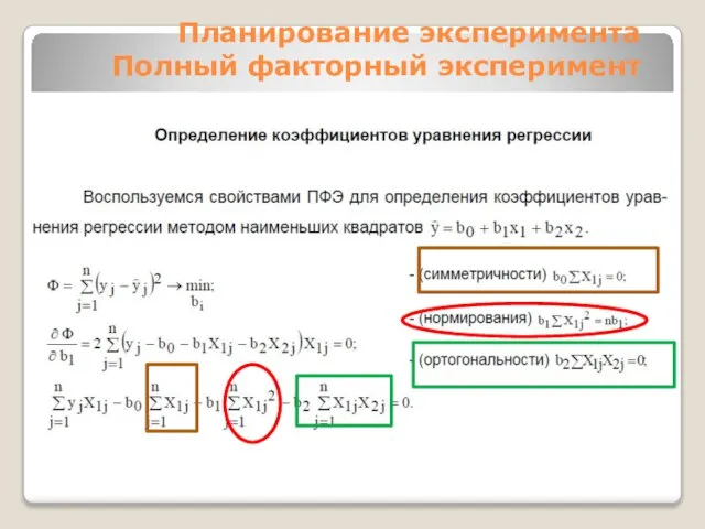 Планирование эксперимента Полный факторный эксперимент