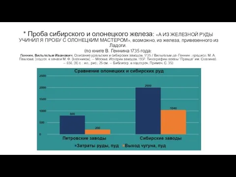 * Проба сибирского и олонецкого железа: «А ИЗ ЖЕЛЕЗНОЙ РУДЫ УЧИНИЛ Я