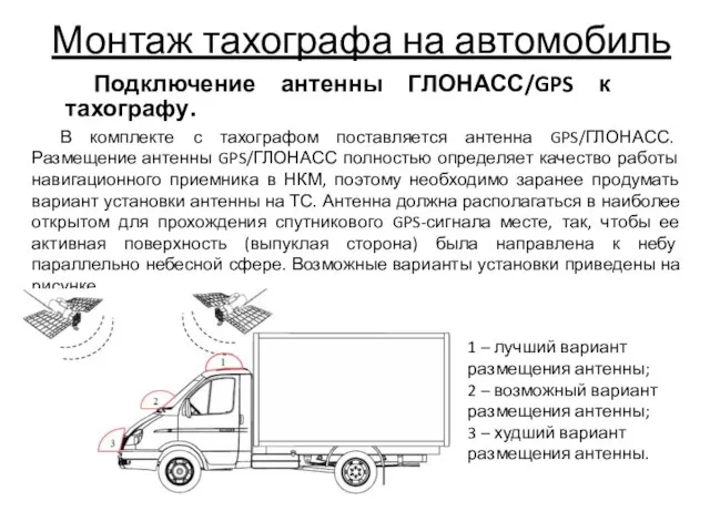 Монтаж тахографа на автомобиль Подключение антенны ГЛОНАСС/GPS к тахографу. В комплекте с