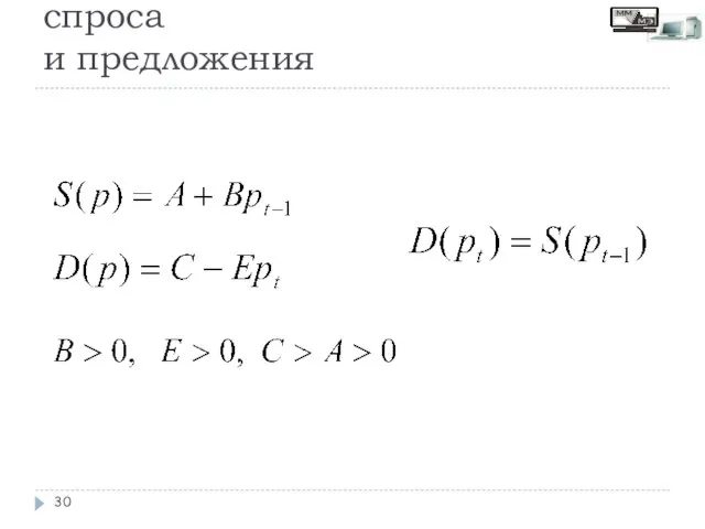 Пример линейных функций спроса и предложения