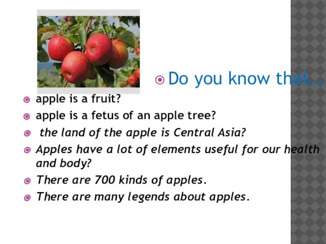 Do you know that… apple is a fruit? apple is a fetus