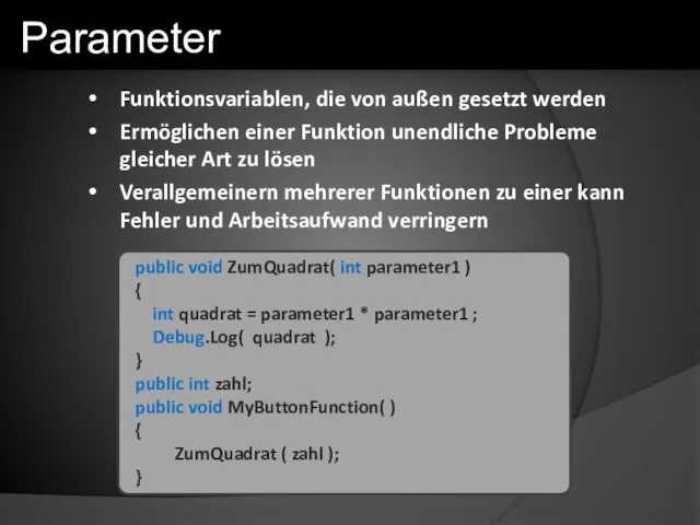 Funktionsvariablen, die von außen gesetzt werden Ermöglichen einer Funktion unendliche Probleme gleicher