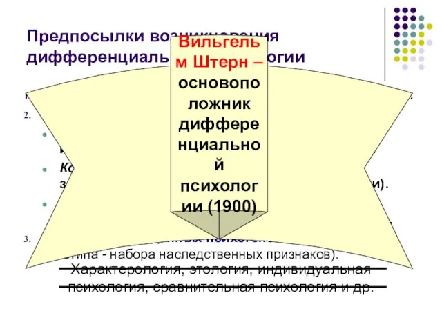 Предпосылки возникновения дифференциальной психологии Внедрение в психологию экспериментального метода. Использование методов статистического