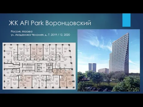 ЖК AFI Park Воронцовский Россия, Москва ул. Академика Челомея, д. 7, 2019 / 12. 2020