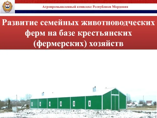 Развитие семейных животноводческих ферм на базе крестьянских (фермерских) хозяйств Агропромышленный комплекс Республики Мордовия