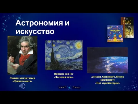 Астрономия и искусство Людвиг ван Бетховен «Лунная соната» Винсент ван Гог «Звездная