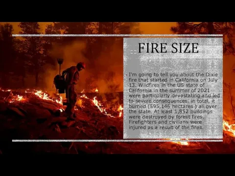 FIRE SIZE I'm going to tell you about the Dixie fire that