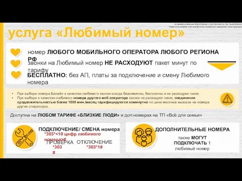 услуга «Любимый номер» номер ЛЮБОГО МОБИЛЬНОГО ОПЕРАТОРА ЛЮБОГО РЕГИОНА РФ звонки на