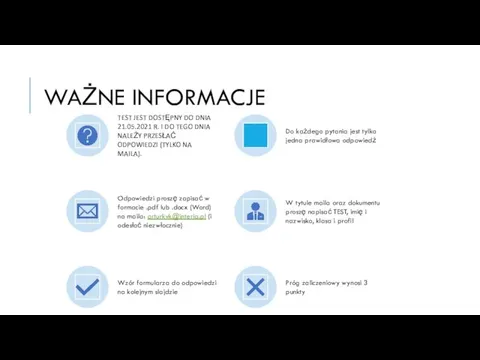 WAŻNE INFORMACJE