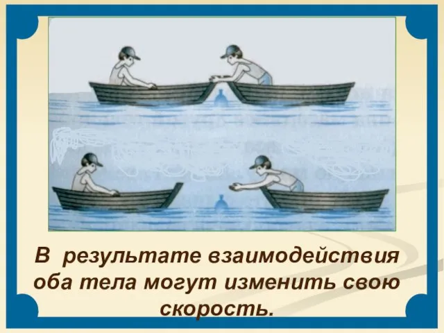 В результате взаимодействия оба тела могут изменить свою скорость.