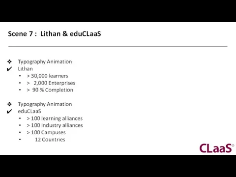 Scene 7 : Lithan & eduCLaaS Typography Animation Lithan > 30,000 learners