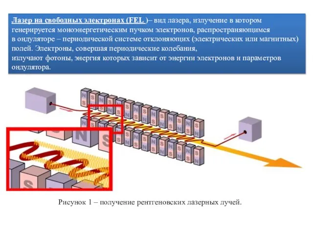 Лазер на свободных электронах (FEL )– вид лазера, излучение в котором генерируется