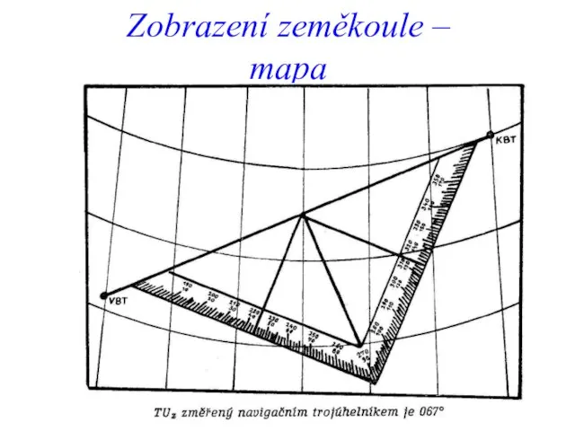 Zobrazení zeměkoule – mapa Měření úhlů na mapách