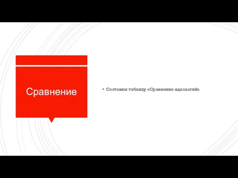 Сравнение Составим таблицу «Сравнение идеологий»