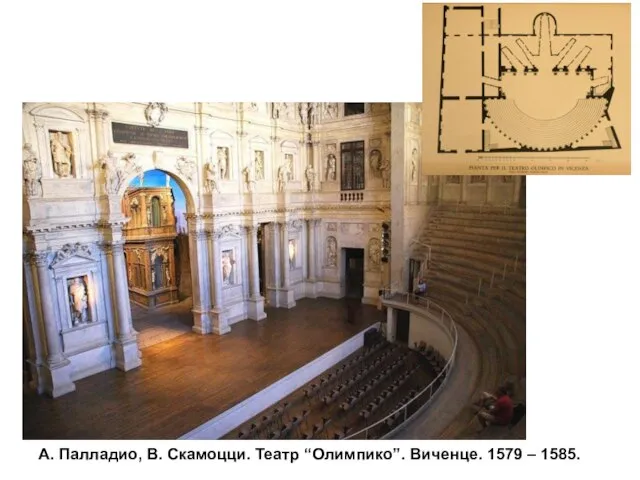 А. Палладио, В. Скамоцци. Театр “Олимпико”. Виченце. 1579 – 1585.