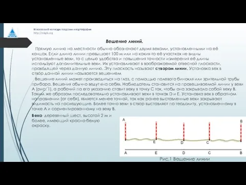 Прямую линию на местности обычно обозначают двумя вехами, установленными на её концах.