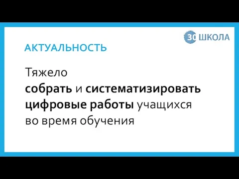 АКТУАЛЬНОСТЬ Тяжело собрать и систематизировать цифровые работы учащихся во время обучения