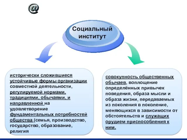 исторически сложившиеся устойчивые формы организации совместной деятельности, регулируемой нормами, традициями, обычаями, и