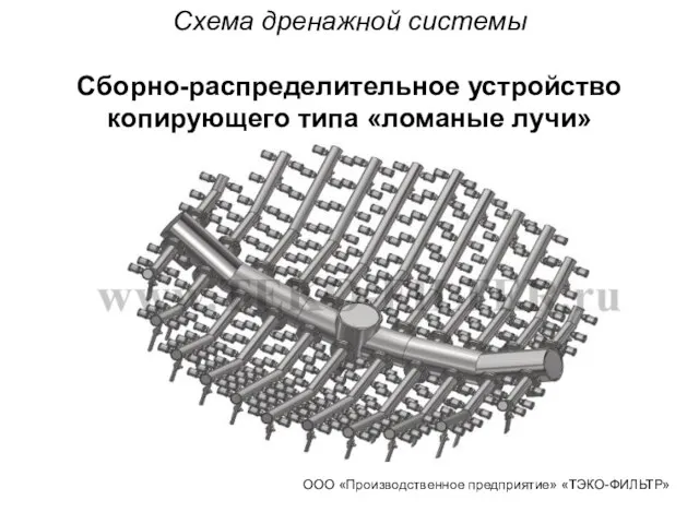 Схема дренажной системы Сборно-распределительное устройство копирующего типа «ломаные лучи» ООО «Производственное предприятие» «ТЭКО-ФИЛЬТР»