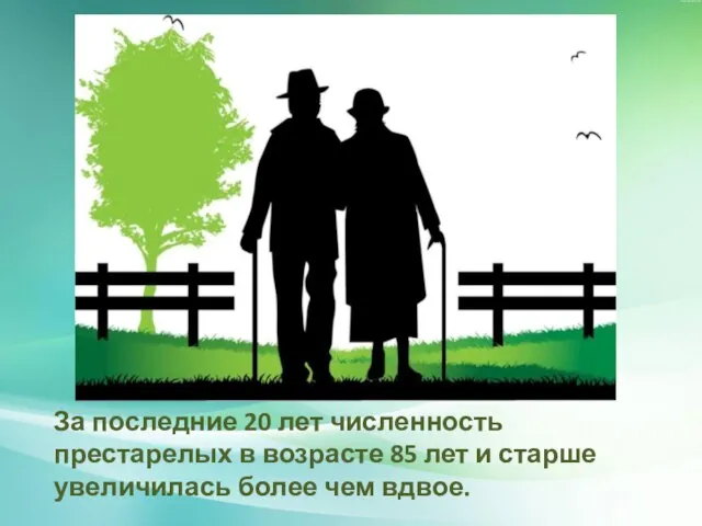 За последние 20 лет численность престарелых в возрасте 85 лет и старше увеличилась более чем вдвое.