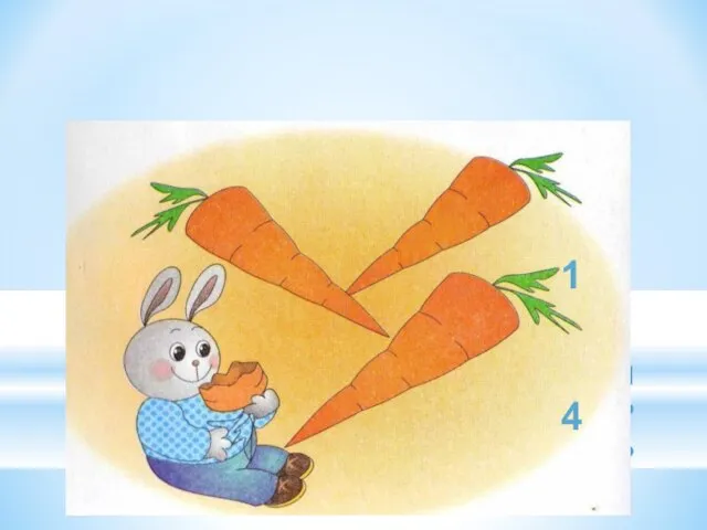 Сколько моркови съел зайчик? Сколько было моркови? 1 4