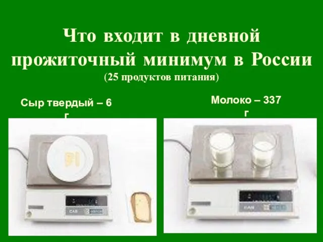 Что входит в дневной прожиточный минимум в России (25 продуктов питания) Сыр
