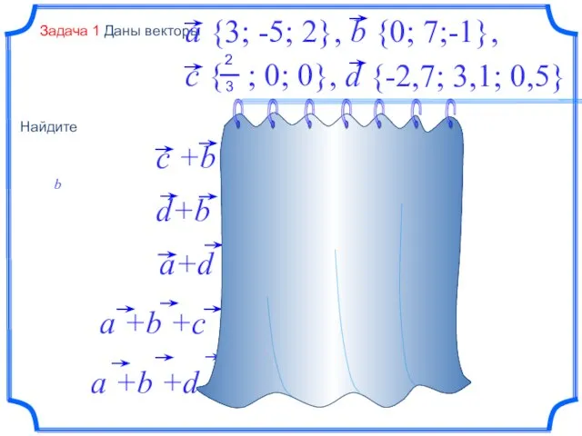 Задача 1 Даны векторы d {-2,7; 3,1; 0,5}