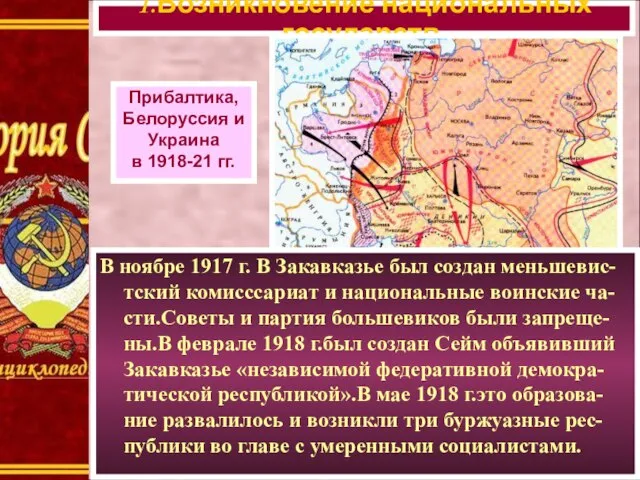 1.Возникновение национальных государств. Прибалтика, Белоруссия и Украина в 1918-21 гг. В ноябре