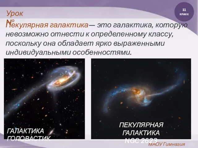 11 класс МАОУ Гимназия №11 Урок№ Пекулярная галактика— это галактика, которую невозможно
