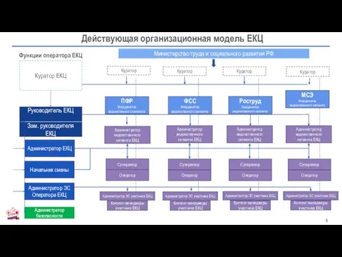 Действующая организационная модель ЕКЦ Куратор ЕКЦ Руководитель ЕКЦ Зам. руководителя ЕКЦ ФСС