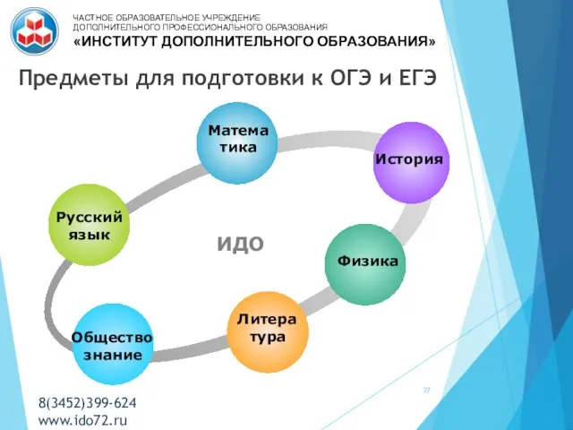 Предметы для подготовки к ОГЭ и ЕГЭ ИДО Русский язык Матема тика