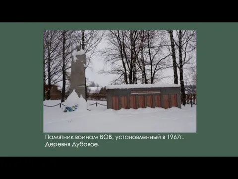Памятник воинам ВОВ, установленный в 1967г. Деревня Дубовое.