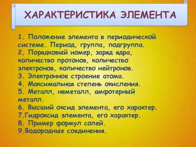 А ХАРАКТЕРИСТИКА ЭЛЕМЕНТА 1. Положение элемента в периодической системе. Период, группа, подгруппа.