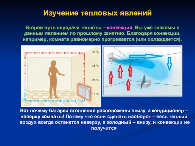 Изучение тепловых явлений Второй путь передачи теплоты – конвекция. Вы уже знакомы