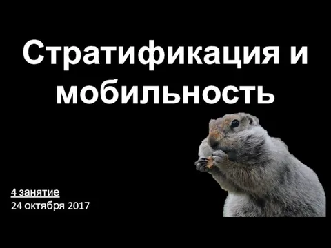 Стратификация и мобильность 4 занятие 24 октября 2017