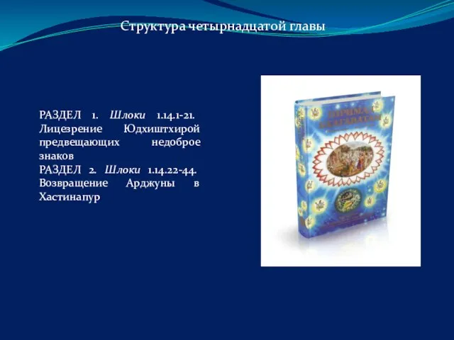 РАЗДЕЛ 1. Шлоки 1.14.1-21. Лицезрение Юдхиштхирой предвещающих недоброе знаков РАЗДЕЛ 2. Шлоки