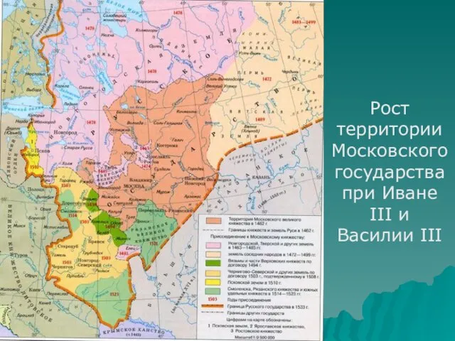 Рост территории Московского государства при Иване III и Василии III