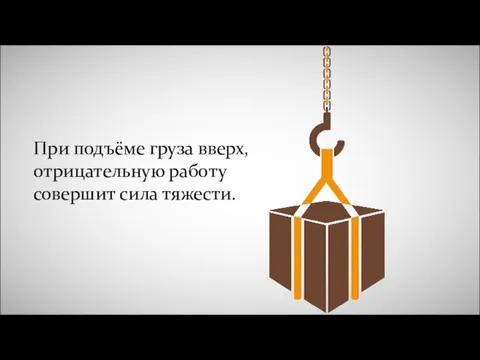 При подъёме груза вверх, отрицательную работу совершит сила тяжести.