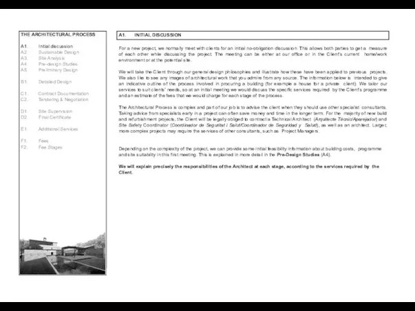 THE ARCHITECTURAL PROCESS A1. A2. A3. A4. A5. 1 / 13 Initial