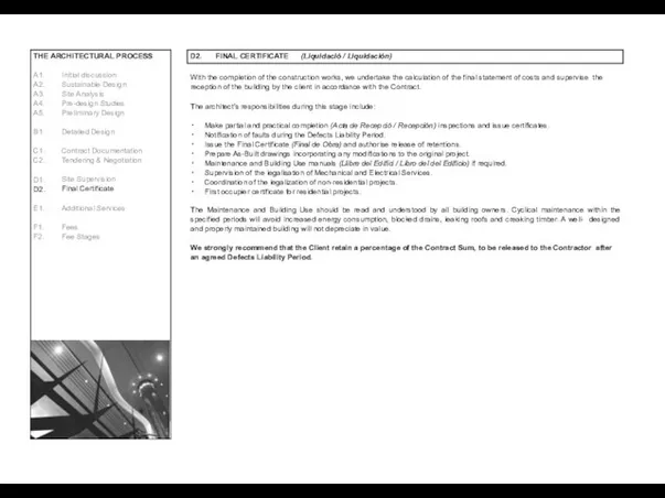 THE ARCHITECTURAL PROCESS A1. A2. A3. A4. A5. 10 / 13 Initial